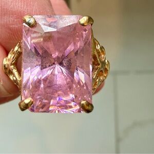Vintage Pink Ice Emerald Cut Women’s Ring RARE ANTIQUE